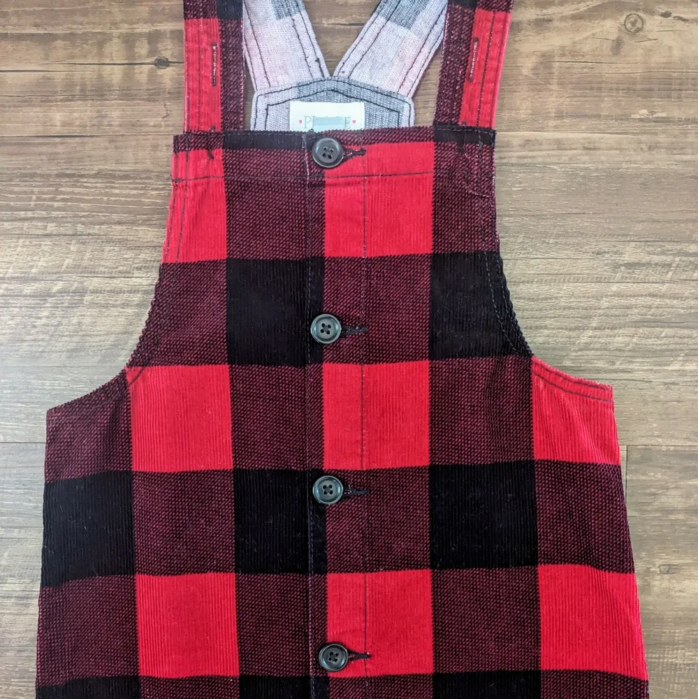 Children's Place Buffalo Plaid Jumper Overall Skirtall Dress